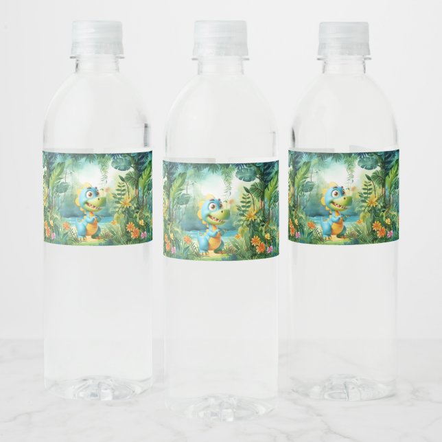 Étiquette Pour Bouteilles D'eau Cute Dinosaur (Bouteilles)