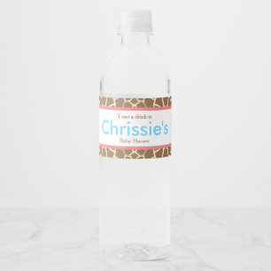 Étiquette Pour Bouteilles D'eau Cute Giraffe Twins Baby shower Party