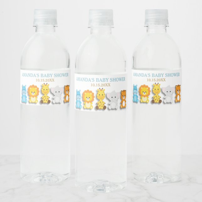 Étiquette Pour Bouteilles D'eau Cute Jungle Animaux Baby shower Garçon Favoriser (Bouteilles)