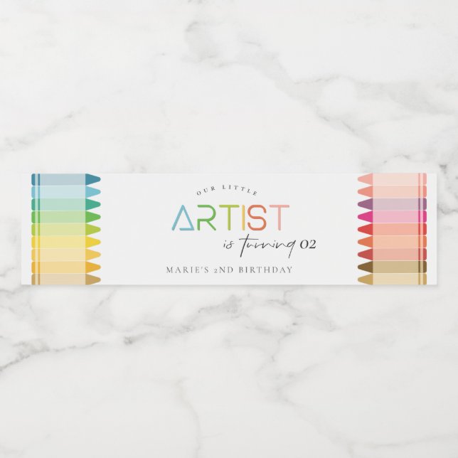 Étiquette Pour Bouteilles D'eau Cute Petite Artiste Crayon Rainbow N'Importe Quel  (Étiquettes simples)