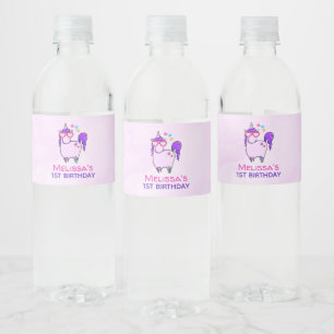 Étiquette Pour Bouteilles D'eau Cute Unicorne dans les lunettes en forme de coeur
