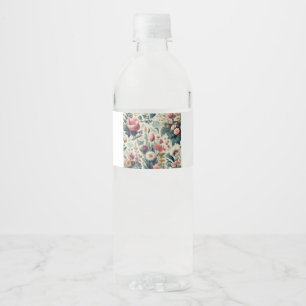Étiquette Pour Bouteilles D'eau Découvrez le Motif botanique fleuri de printemps