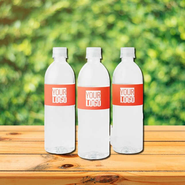 Étiquette Pour Bouteilles D'eau dégradé orange ajouter un logo  (Créateur téléchargé)