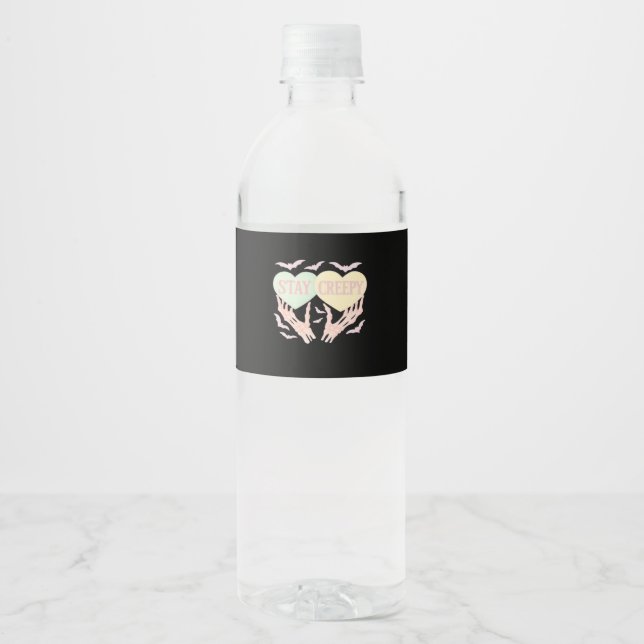Étiquette Pour Bouteilles D'eau Déplaisant - Squelette Tenue De Main Coeurs Douce  (Devant)