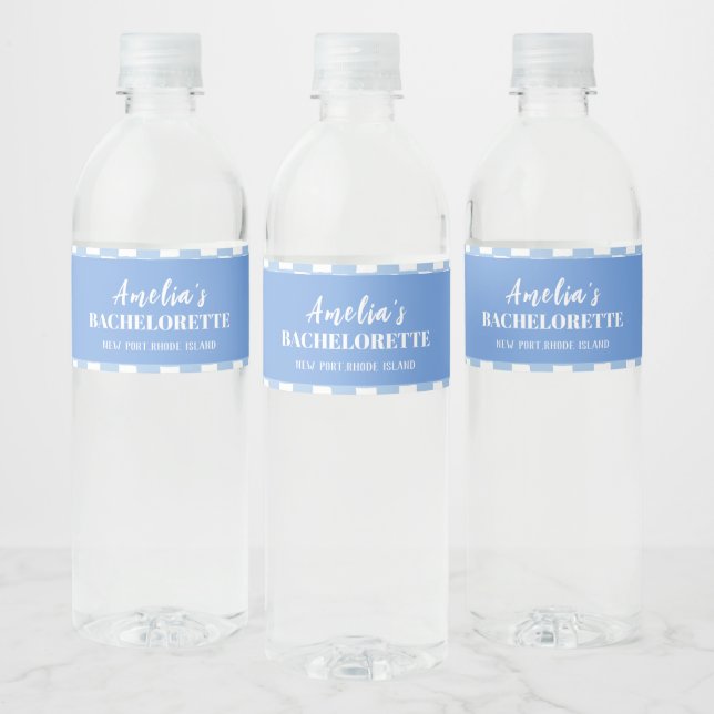 Étiquette Pour Bouteilles D'eau Dernier toast sur la côte bleu bachelorette (Bouteilles)