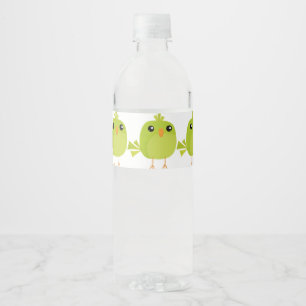 Étiquette Pour Bouteilles D'eau Dessin animé d'oiseau vert
