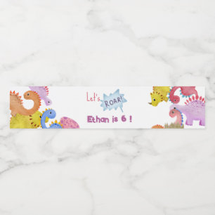 Étiquette Pour Bouteilles D'eau Dinos, rugissons anniversaires de enfants