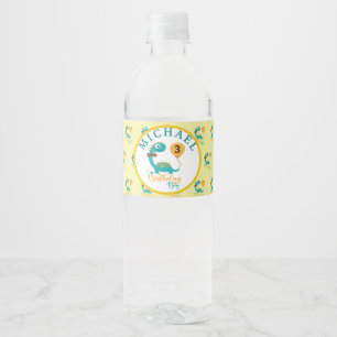 Étiquette Pour Bouteilles D'eau Dinosaure de garçon d'anniversaire personnalisé