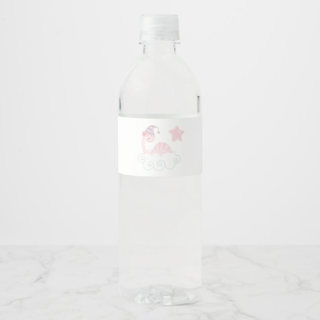 Étiquette Pour Bouteilles D'eau Dinosaure Rose (Devant)