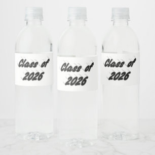 Étiquette Pour Bouteilles D'eau Diplômés de 2026 typographie noire remise des dipl