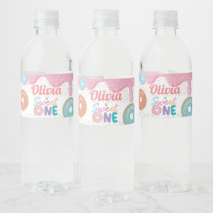 Étiquette Pour Bouteilles D'eau Donut Sweet Un 1er Anniversaire Fête Favoriser Wat
