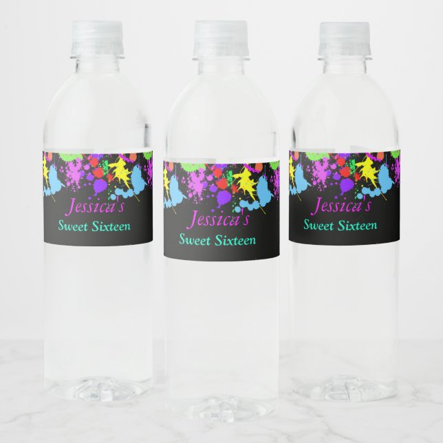 Étiquette Pour Bouteilles D'eau Douze ans sucrés sous peinture néon (Bouteilles)