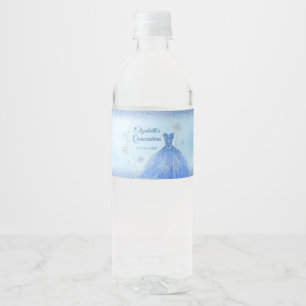 Étiquette Pour Bouteilles D'eau Dusty Blue Winter Snowflake Quinceañera