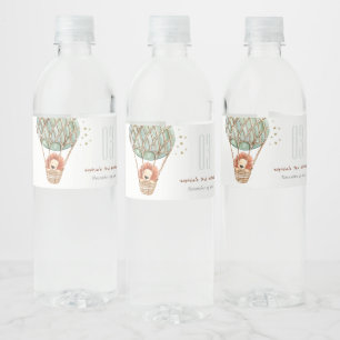 Étiquette Pour Bouteilles D'eau Eco Green Hot Air Balloon Lion Anniversaire de enf