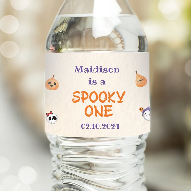 Étiquette Pour Bouteilles D'eau Éffrayant Halloween mignon fantôme (Créateur téléchargé)