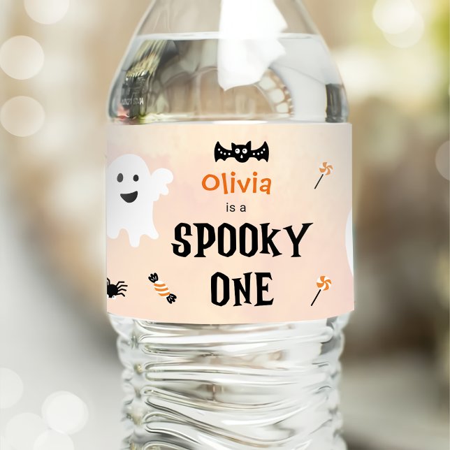Étiquette Pour Bouteilles D'eau Éffrayant Halloween mignon fantôme (Créateur téléchargé)