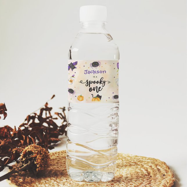 Étiquette Pour Bouteilles D'eau Éffrayant Un Halloween 1er Anniversaire (Créateur téléchargé)