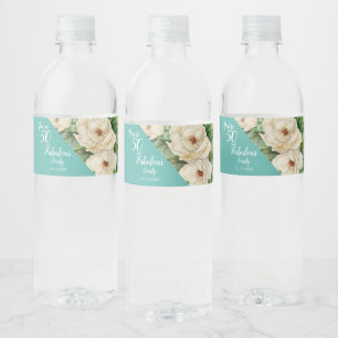 Étiquette Pour Bouteilles D'eau Elégant 50 Et Fabuleux Turquoise Anniversaire Flo