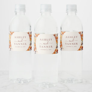 Étiquette Pour Bouteilles D'eau Élégant automne Feuilles Mariage automne