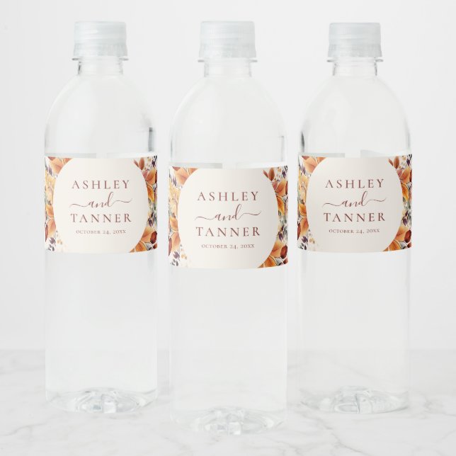 Étiquette Pour Bouteilles D'eau Élégant automne Feuilles Mariage automne (Bouteilles)