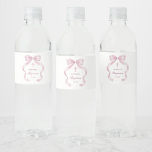 Étiquette Pour Bouteilles D'eau Élégant Baptême de la cou rose