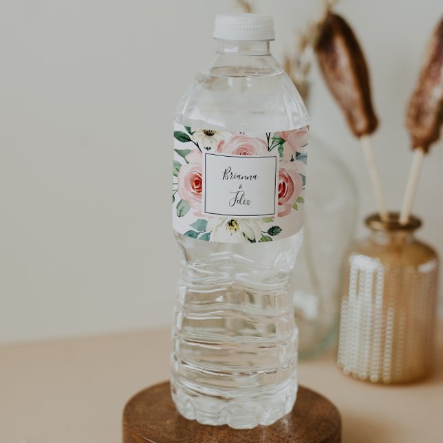 Étiquette Pour Bouteilles D'eau Élégant Dainty Automne Mariage Floral (Créateur téléchargé)