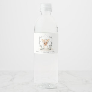 Étiquette Pour Bouteilles D'eau Élégant et mignon cerf sombre Couronne florale Sho