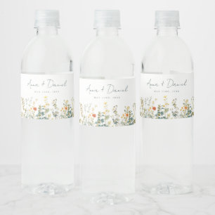 Étiquette Pour Bouteilles D'eau Élégant Mariage Fleur sauvage