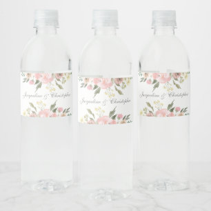 Étiquette Pour Bouteilles D'eau Élégant Mariage floral rose pâle