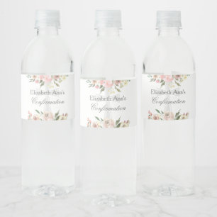 Étiquette Pour Bouteilles D'eau Élégant Pink Floral Confirmation Party Personnalis