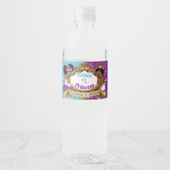 Étiquette Pour Bouteilles D'eau Élégant Révélation Royale Africaine de genre Viole (Devant)