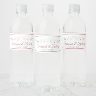 Étiquette Pour Bouteilles D'eau Élégant Rose Dusty Vintage Floral Mariage frontièr