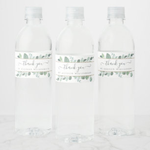 Étiquette Pour Bouteilles D'eau Élégant Script de verdure Merci