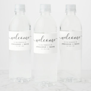 Étiquette Pour Bouteilles D'eau Élégant simple noir et Mariage Bouteille d'eau Lab