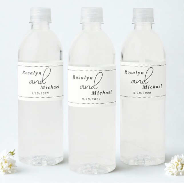 Étiquette Pour Bouteilles D'eau Elegant Simple Wedding (Créateur téléchargé)