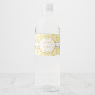 Étiquette Pour Bouteilles D'eau Elégante dentelle or