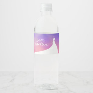 Étiquette Pour Bouteilles D'eau Elégante Fête des mariées couleur pourpre