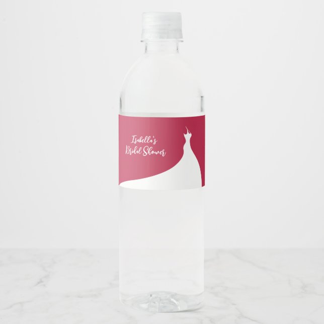Étiquette Pour Bouteilles D'eau Élégante Fête des mariées viva magenta (Devant)