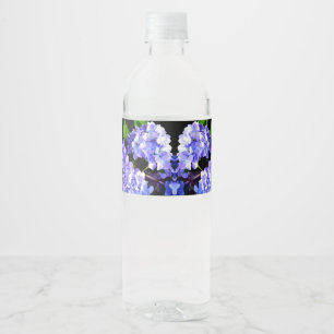Étiquette Pour Bouteilles D'eau Elégante hydrangée violette fleurie bleu pourpre