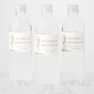 Étiquette Pour Bouteilles D'eau Elégante perles d'or et Fête des mariées de poursu