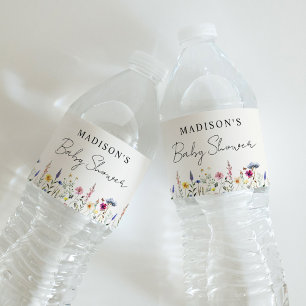 Étiquette Pour Bouteilles D'eau Élégante Prairie de Fleurs Sauvages Crème Baby Sho