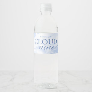 Étiquette Pour Bouteilles D'eau Elle est sur nuage neuf Fête des mariées bleue
