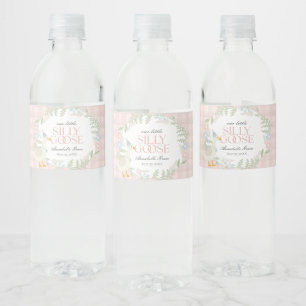 Étiquette Pour Bouteilles D'eau En vichy florale rose Silly Goose