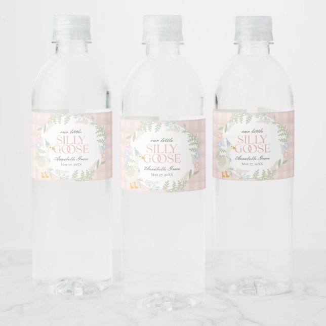 Étiquette Pour Bouteilles D'eau En vichy florale rose Silly Goose (Bouteilles)