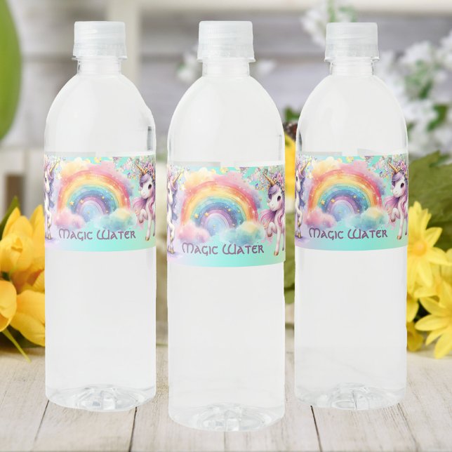 Étiquette Pour Bouteilles D'eau Enchanter la licorne (Créateur téléchargé)