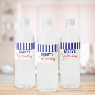 Étiquette Pour Bouteilles D'eau Enfants Bleu Baseball Frappe Anniversaire