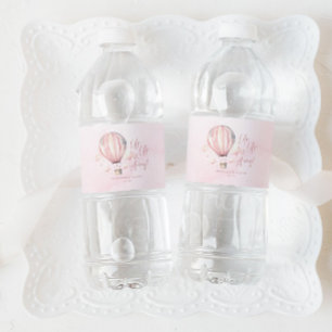 Étiquette Pour Bouteilles D'eau Envol ! Ballon à Air Chaud Rose pour Baby Shower
