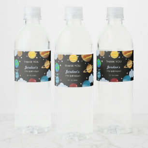 Étiquette Pour Bouteilles D'eau Espace Extérieur Anniversaire Planètes Galaxy Boys