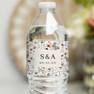 Étiquette Pour Bouteilles D'eau Étiquette de bouteille d'eau Boho Wildflowers