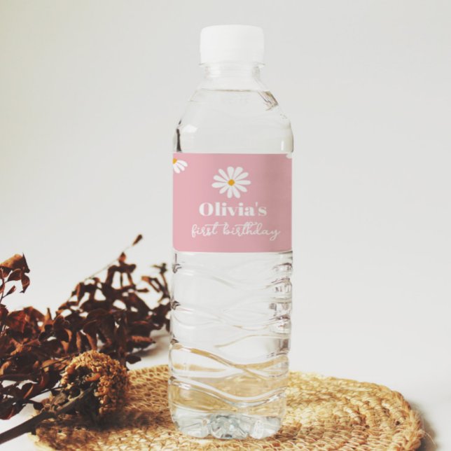 Étiquette Pour Bouteilles D'eau Étiquette de bouteille d'eau d'anniversaire rose p (Créateur téléchargé)